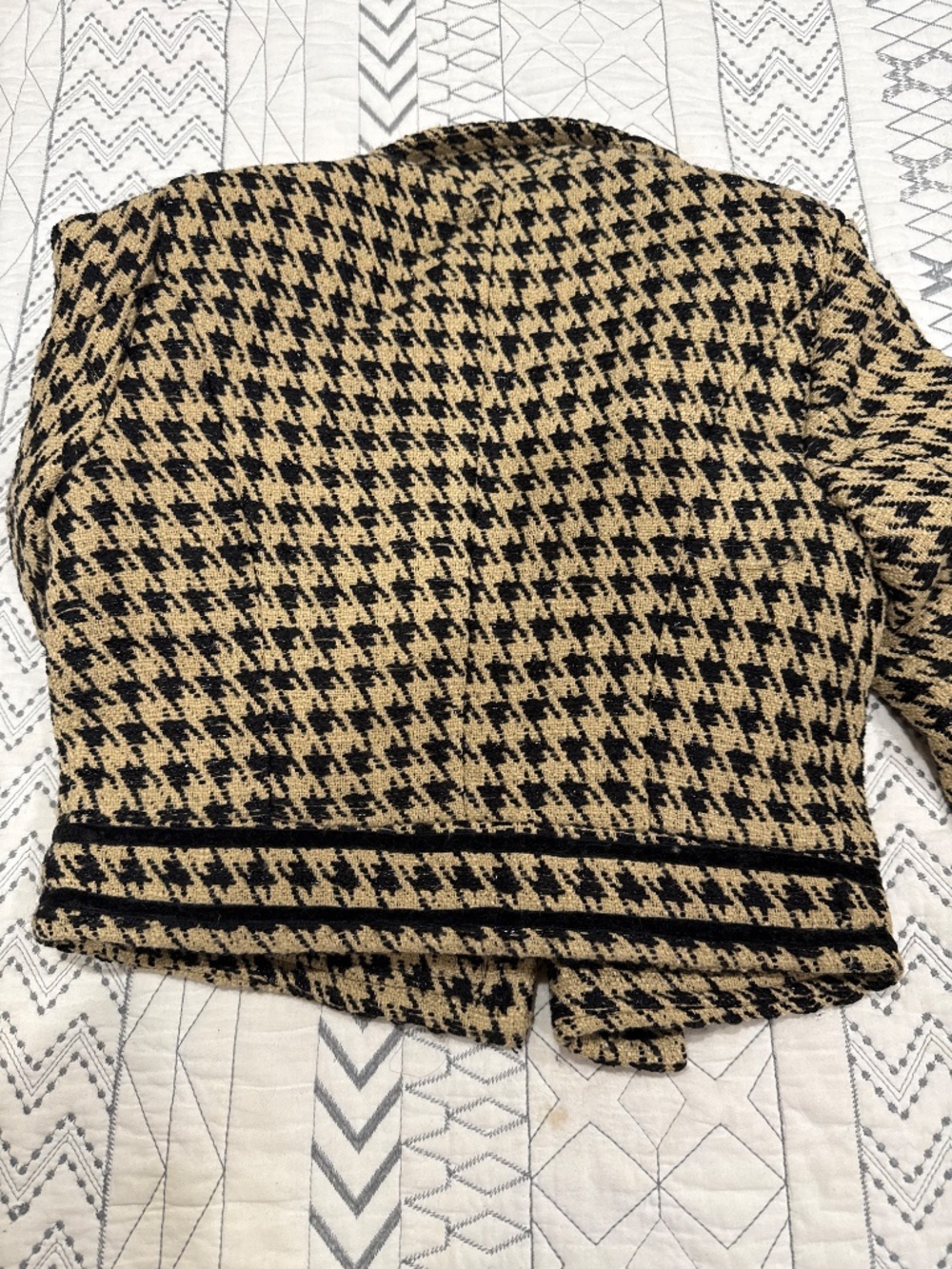Tweed Cropped Houndstooth Double-Breasted Jacket, XXSP, NWOT - Picture 6 of 10